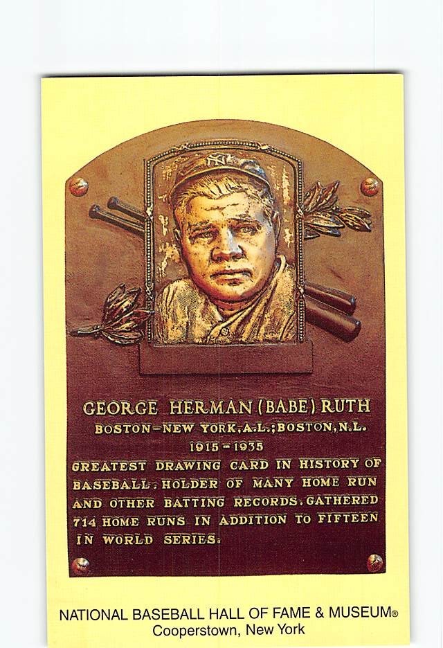 Postcard Plaque of George H. Babe Ruth National Baseball Hall of Fame New York