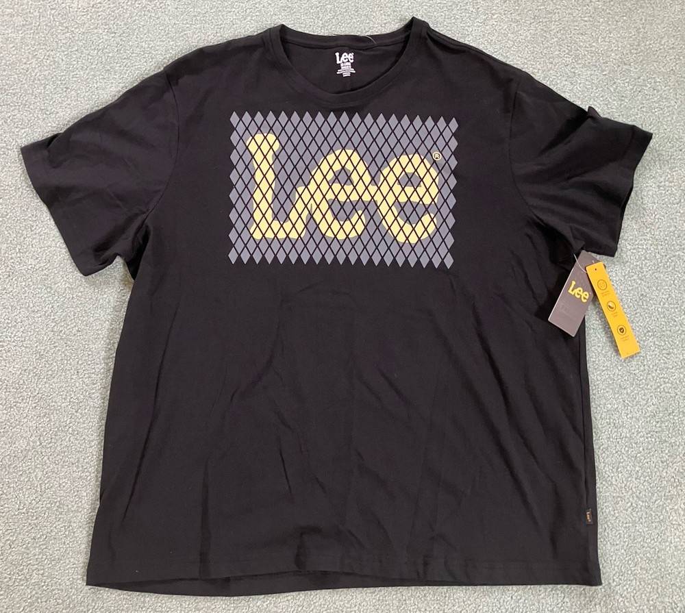 NWT Men's LEE Black Short Sleeve w/Logo Crew Neck T-Shirt Size 2XL