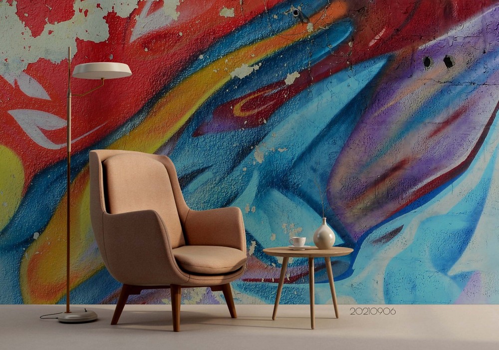 3D Abstract Color Graffiti Wall Murals Wallpaper Murals Wall Sticker-image