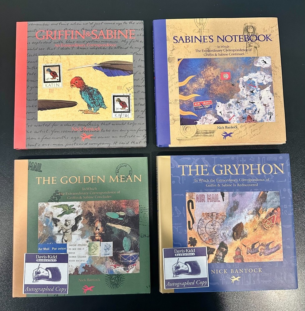 Nick Bantock 4 Book Lot (The Golden Mean & The Gryphon are SIGNED COPIES)