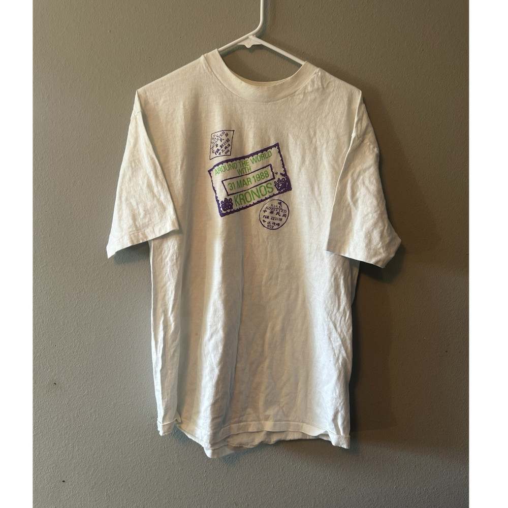 Kronos Quartet World Tour 1988 Men's XL White Graphic Vintage Short Sleeve Tee