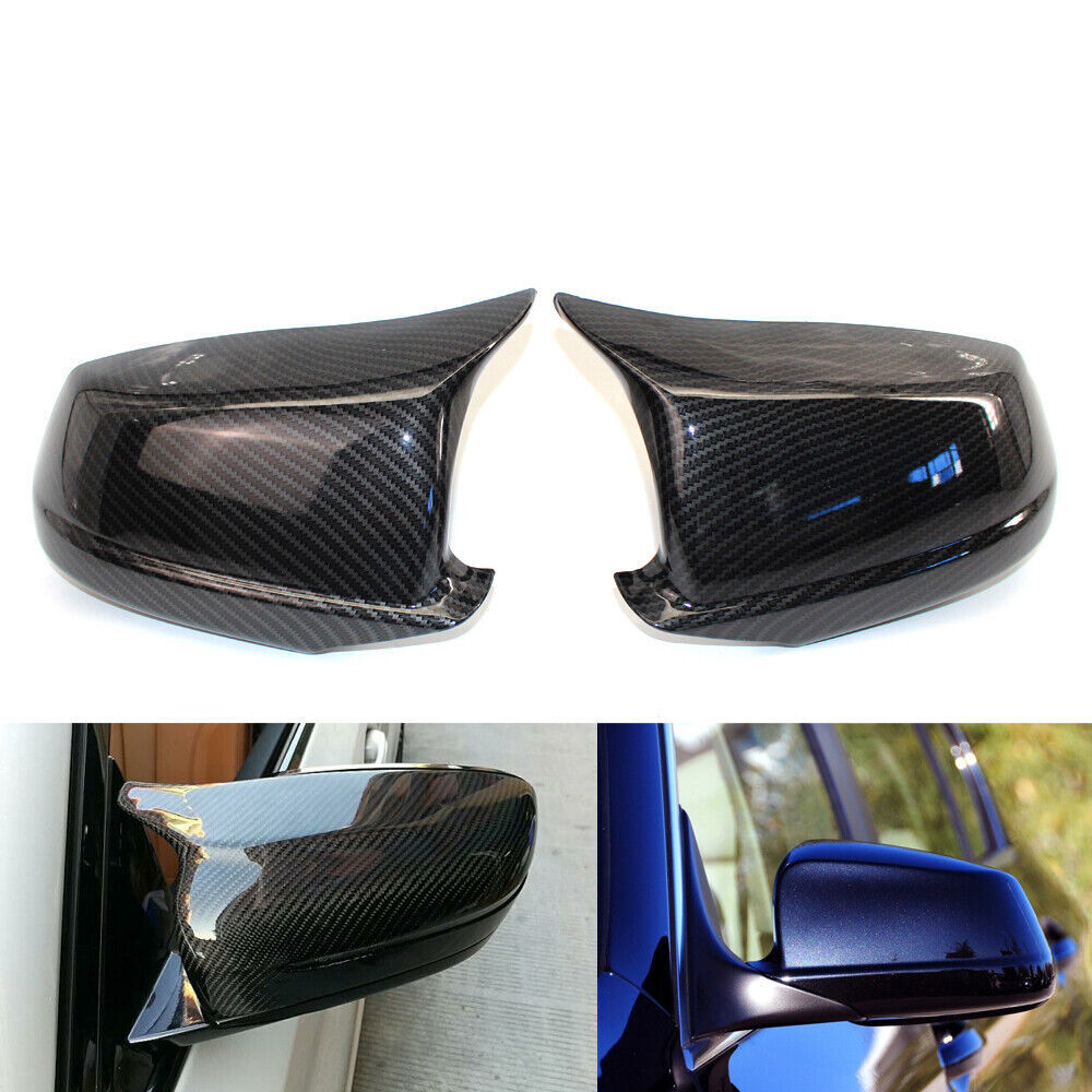 Carbon Fiber Style Rearview Mirror Cover Side Wing Cap for BMW F10 Sedan 11-13