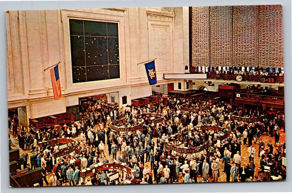 Vintage New York Stock Exchange Trading Floor Postcard NYC