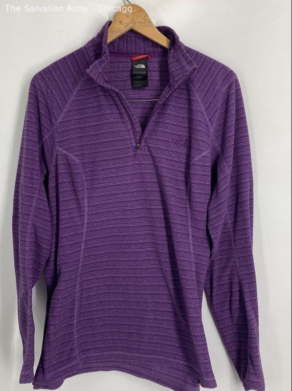 The North Face Womens Purple Striped Long Sleeve Quarter-Zip Jacket Size Large