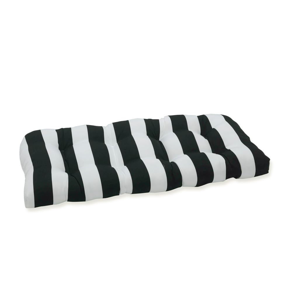 Stripe Indoor/Outdoor Sofa Setee Swing Cushion, Tufted, Weather, and Fade Res...