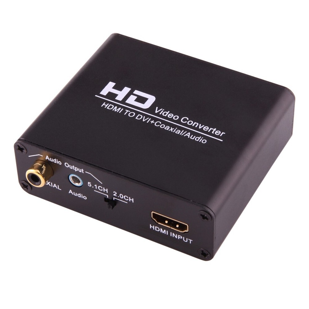 NEWKENG X5 HDMI a DVI con audio Conversor de video de salida coaxial de 3,5 mm