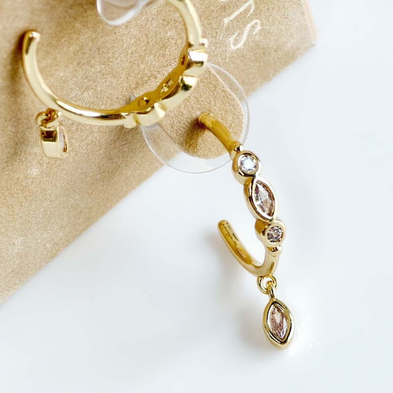New Talbots CZ Charm Statement Hoop Earrings Chic Women Party Vacation Jewelry