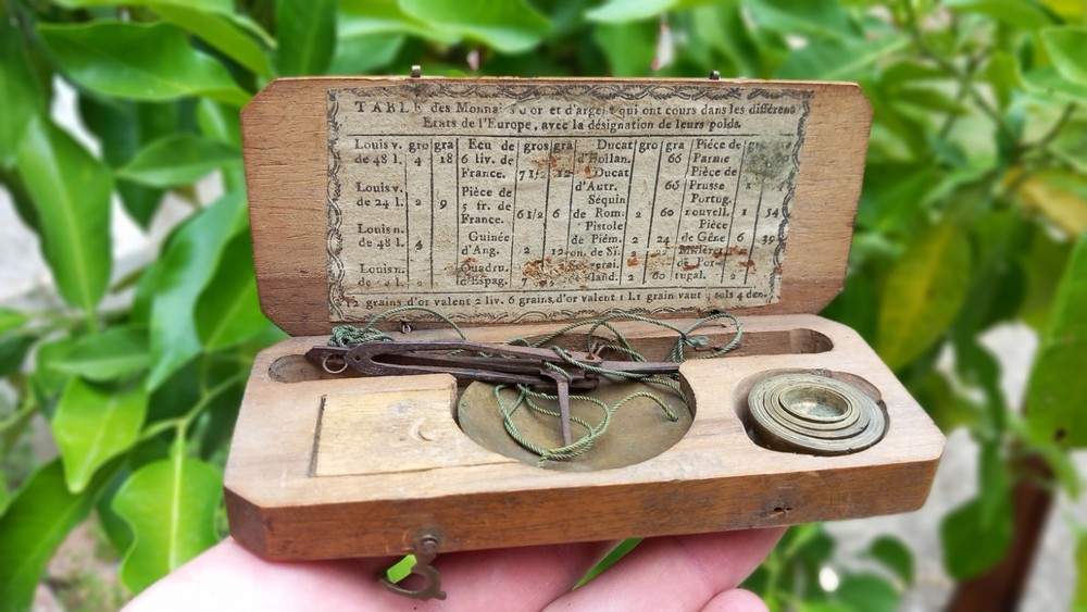 coin Change Box Gold Silver Europe Weight Balance 18th Century