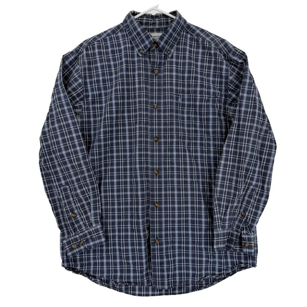 Carhartt Shirt Mens Large Blue Plaid Long Sleeve Button Down Casual Workwear