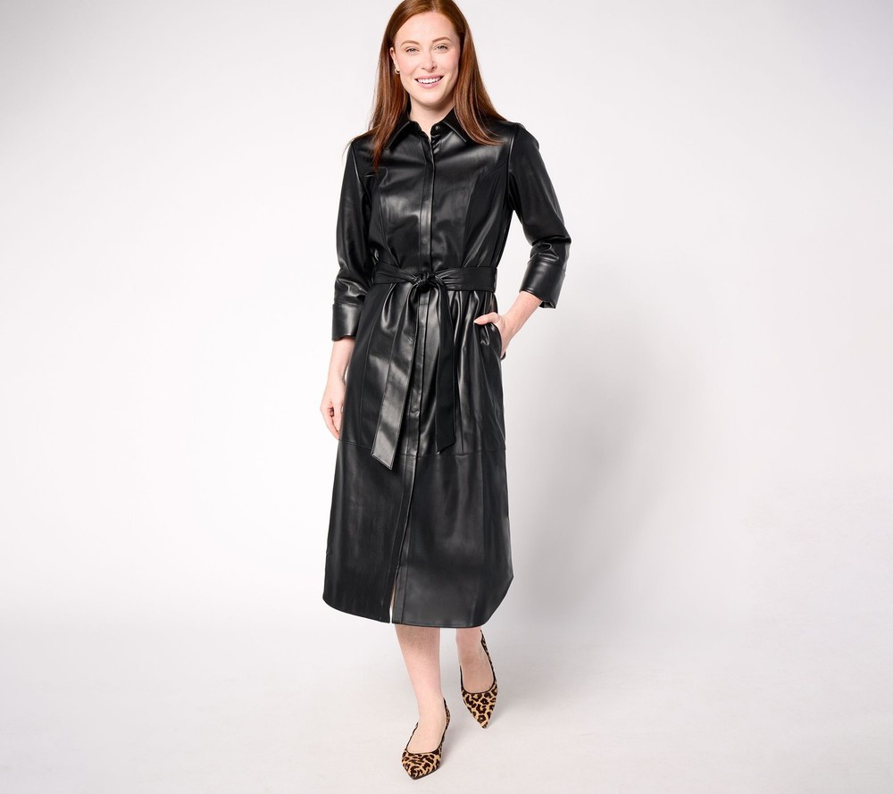 Maya J Women's Dress Sz XS Carla Rockmore Collection Faux Leather Black A670436