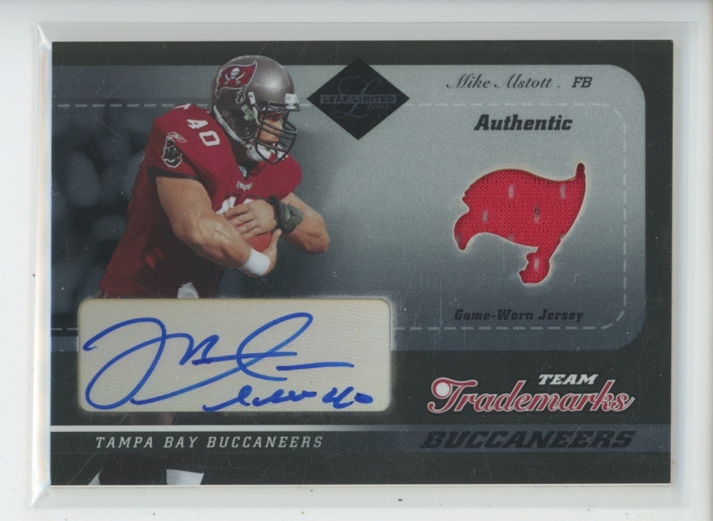 Mike Alstott Auto Patch /50 2003 Leaf Limited Team Trademarks 40/50 Jersey # 1/1