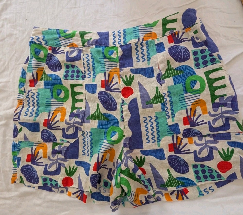Artonomo Creatives Womens Linen Shorts Size Large Art To Wear Abstract