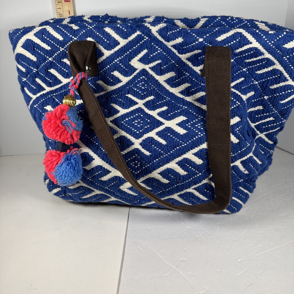 World Market Blue Embroidered Bohemian Bag