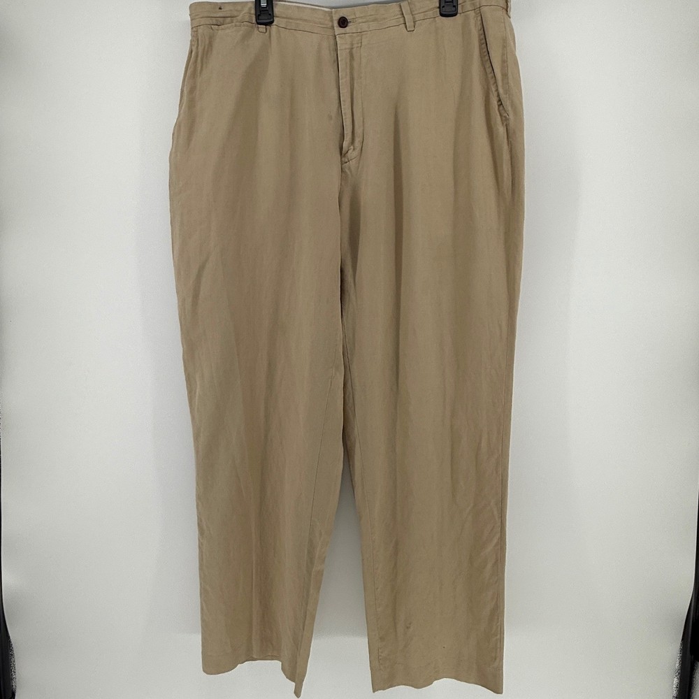 Polo Ralph Lauren Mens 38x32 Tan Linen Silk Blend Chino Dress Pants PCD-39W
