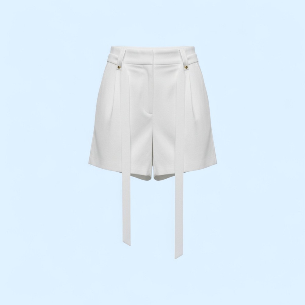 INC Women's White Shorts Size 8 W Tie Linen Blend NWT Front & Back Pockets