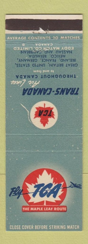 Matchbook Cover - TCA Airlines Trans Canada