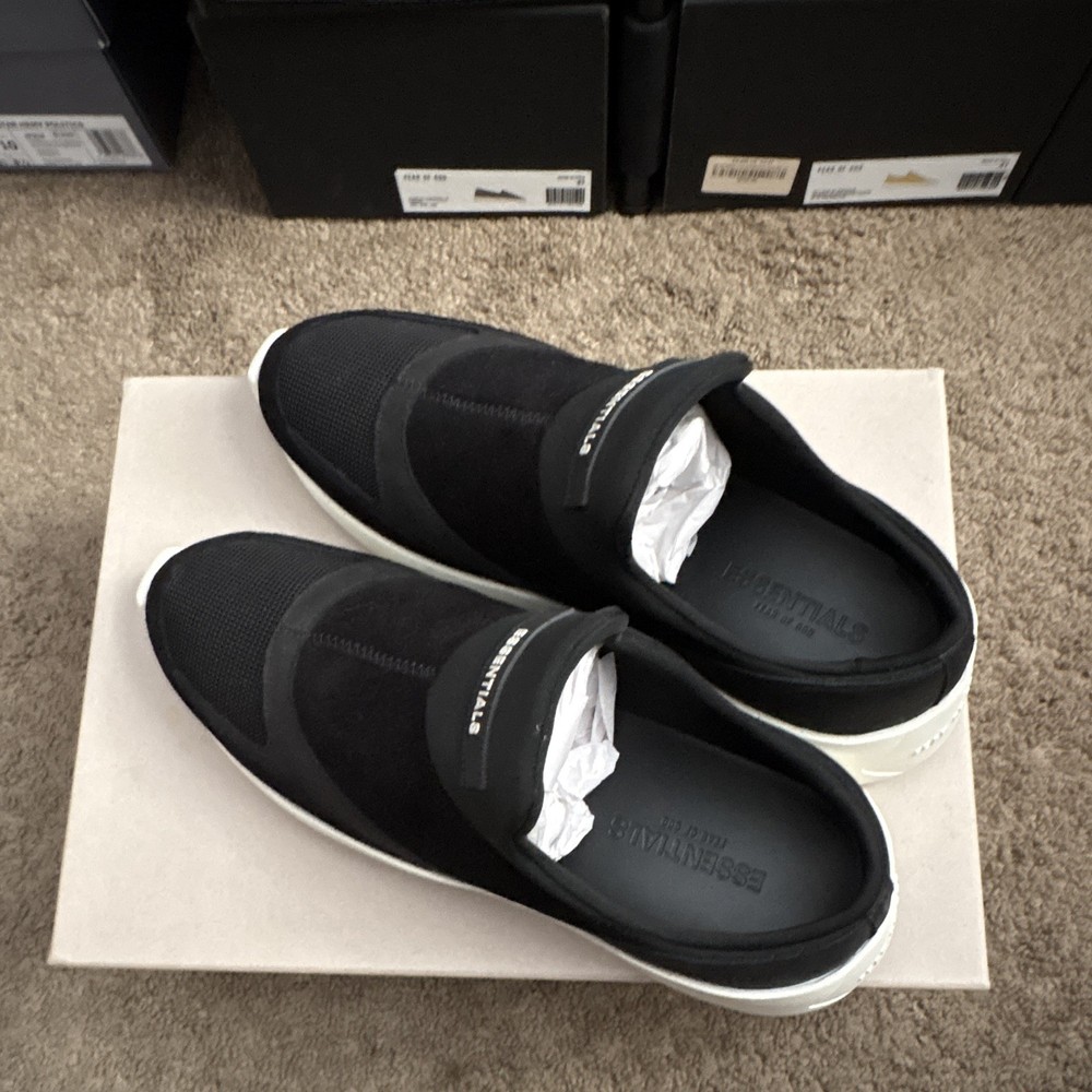Fear of God Essentials Men's Laceless Backless Mesh Slip-On Black US 8.5 New