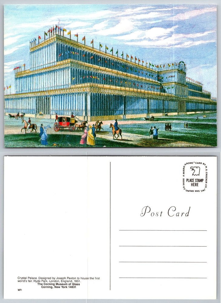 Crystal Palace London 1851 World's Fair Krome Card Corning Museum Postcard