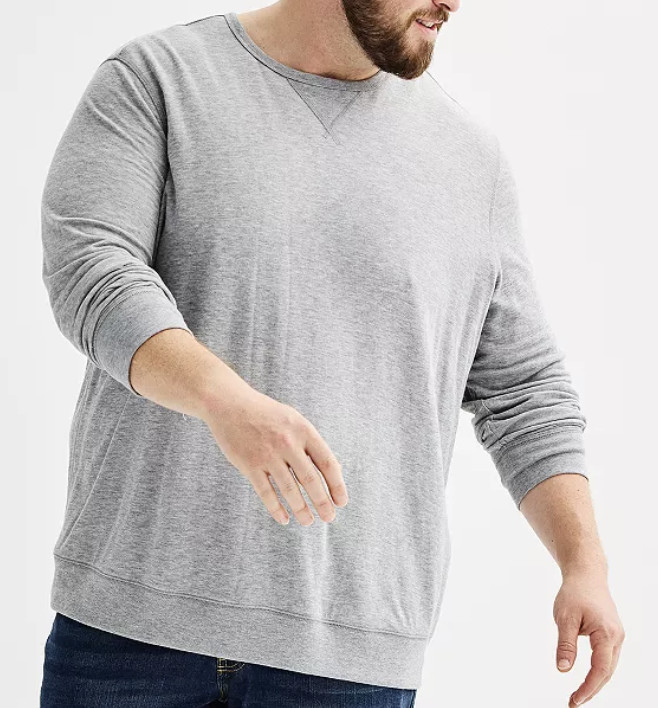 Tee Gray Double Knit Crewneck Supersoft Men's XXL Tall By Sonoma Goods For Life