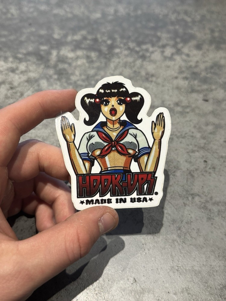 Hook Ups Skateboarding Sticker Made in USA Vinyl Decal Naked Girl Y2K