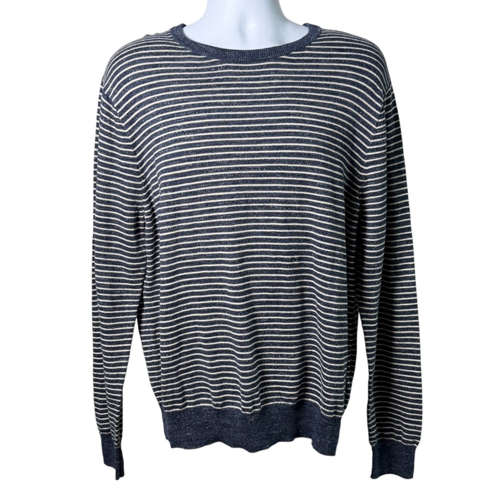 J.Crew Mens Lightweight Cotton Striped Crewneck Sweater Size XL Preppy Old Money