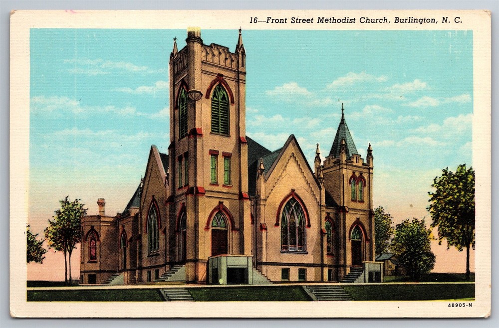 Front Street Methodist Church Burlington NC C1910's Postcard P13