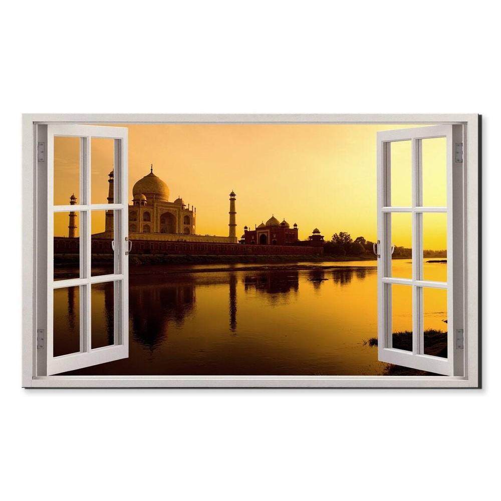 Taj Mahal Palace At Sunset Window View Wall Art Canvas Unframed Print Art