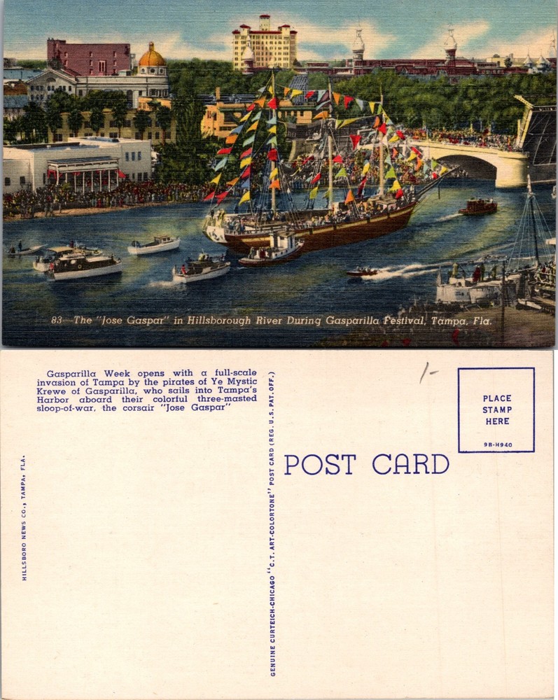Jose Gaspar Hillsborough River Gasparilla Festival Tampa Florida FL Postcard