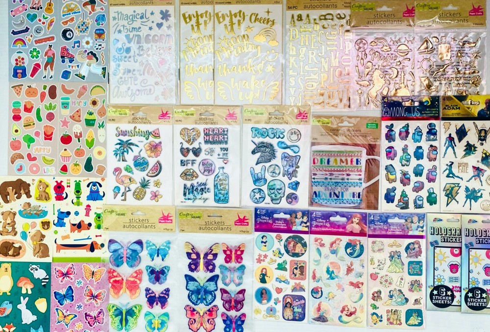 Huge Lot 1998 Stickers Fantasy Novelty TV movie Disney Characters Animals School