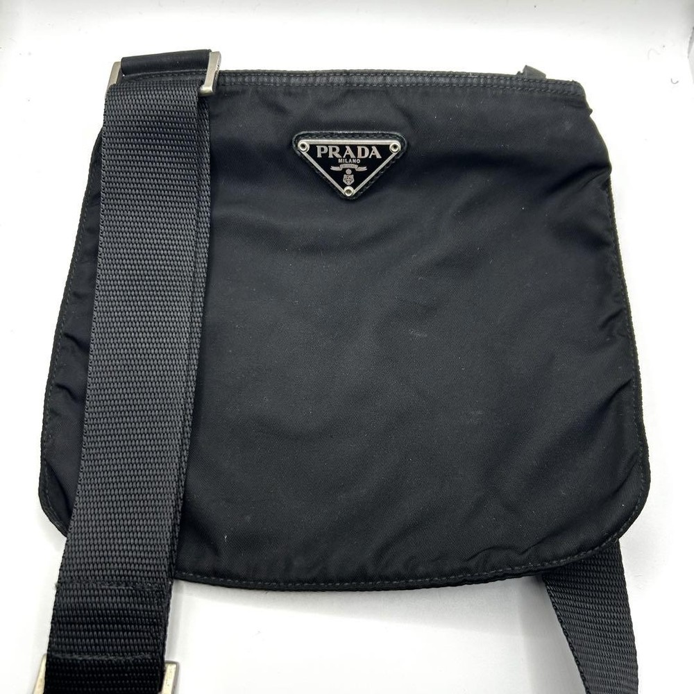 Prada Black Leather Sacoche Crossbody Bag Authentic Pre-Owned