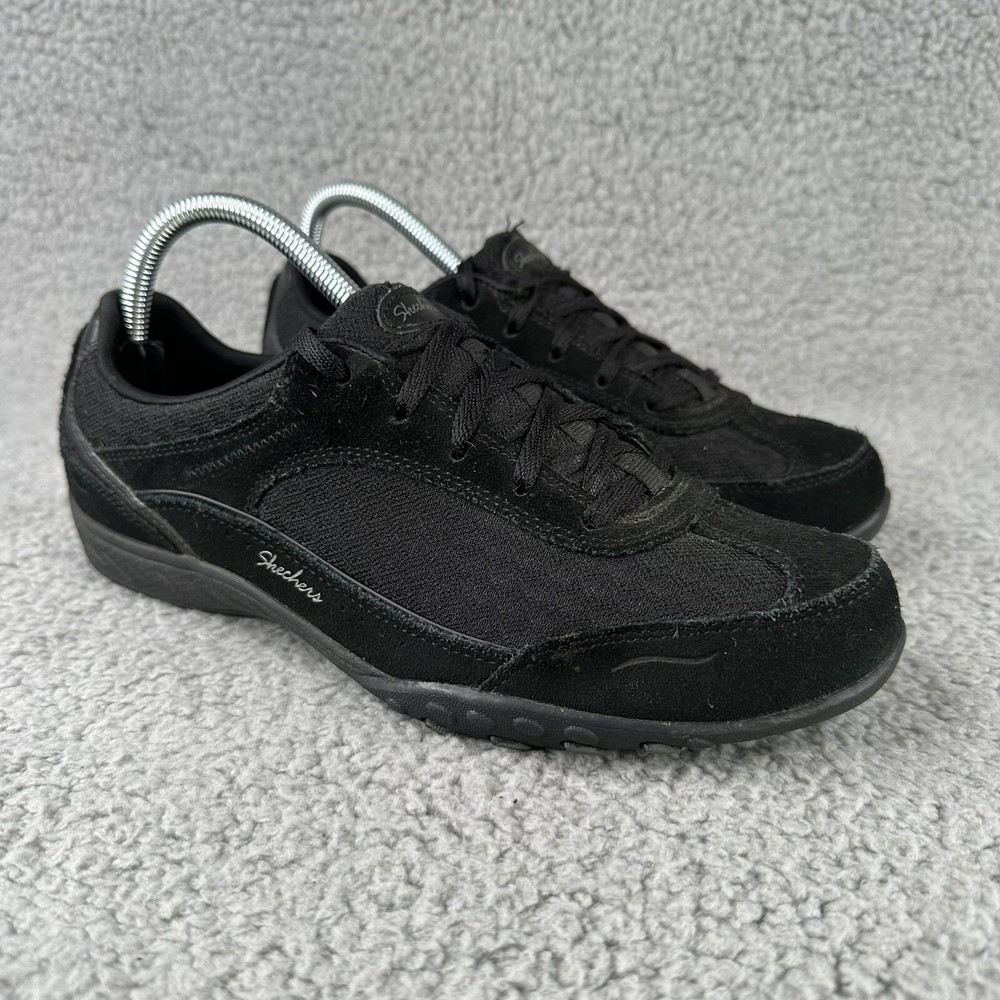 Skechers Womens Shoes SN 23031 Black Suede and Leather Memory Foam Size 8.5