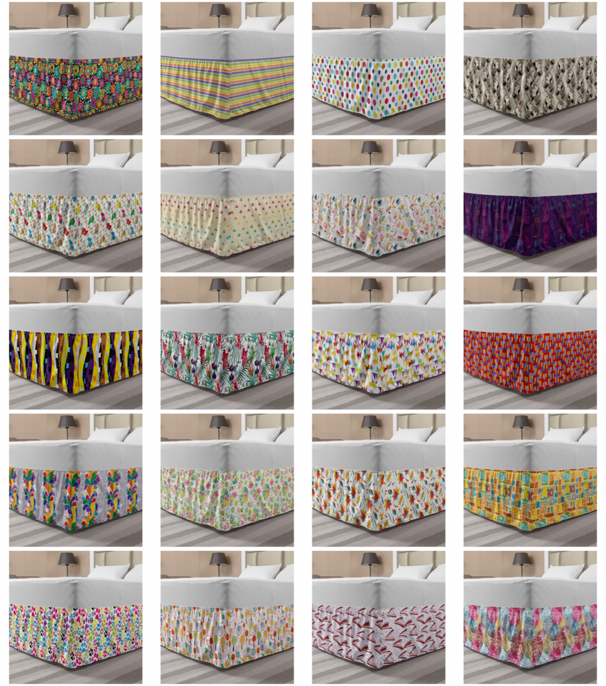 Ambesonne Colorful Scene Bedskirt Elastic Wrap Around Skirt Gathered Design