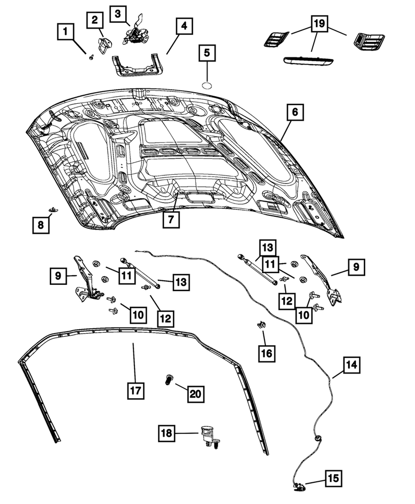 Genuine Mopar Hood Bezel Left 68565541AD