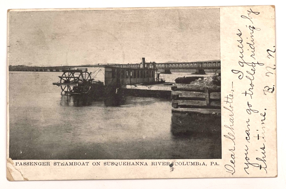 Passenger Steamboat Susquehanna River Columbia Pennsylvania 1906 Postcard