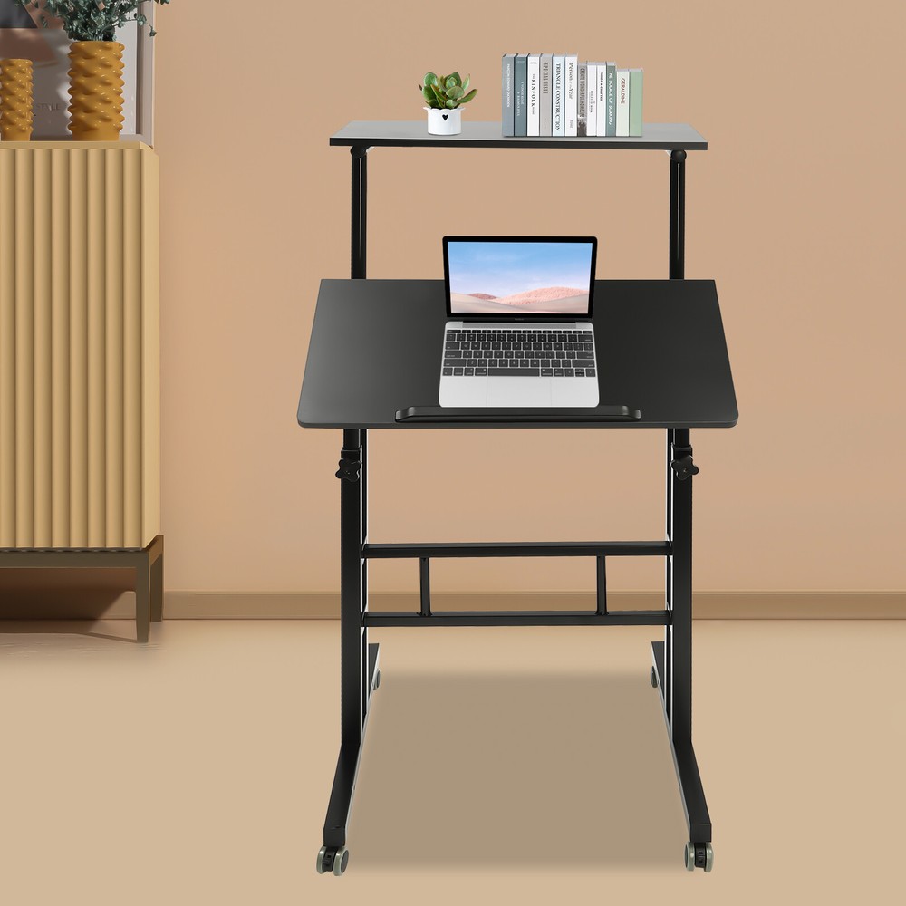 Adjustable Height Stand Up Desk Mobile Workstation Laptop Desk w/Wheels Home