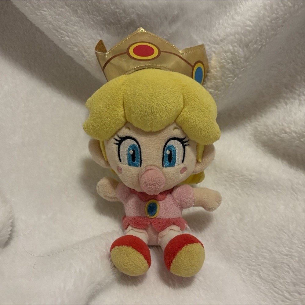 (STAIN SEE PIC) Nintendo Baby Peach Plush Doll Super Mario Bros. Video Game