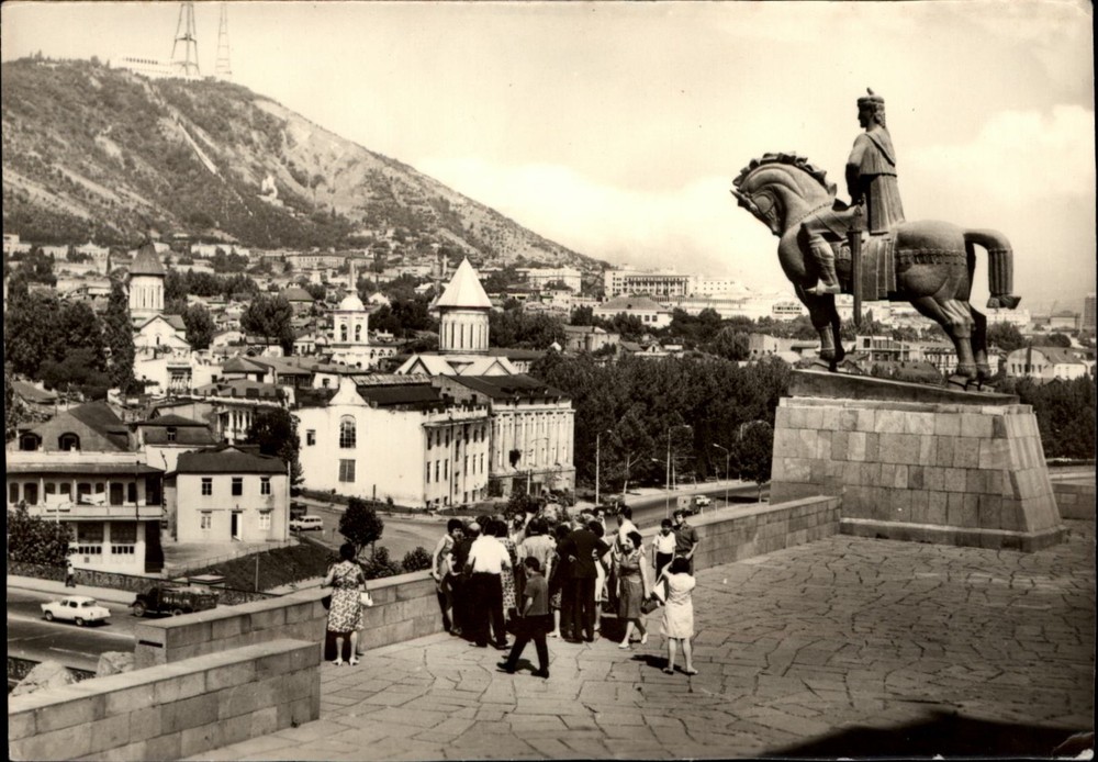 RPPC Statue Tbilisi Georgia vintage postcard b510