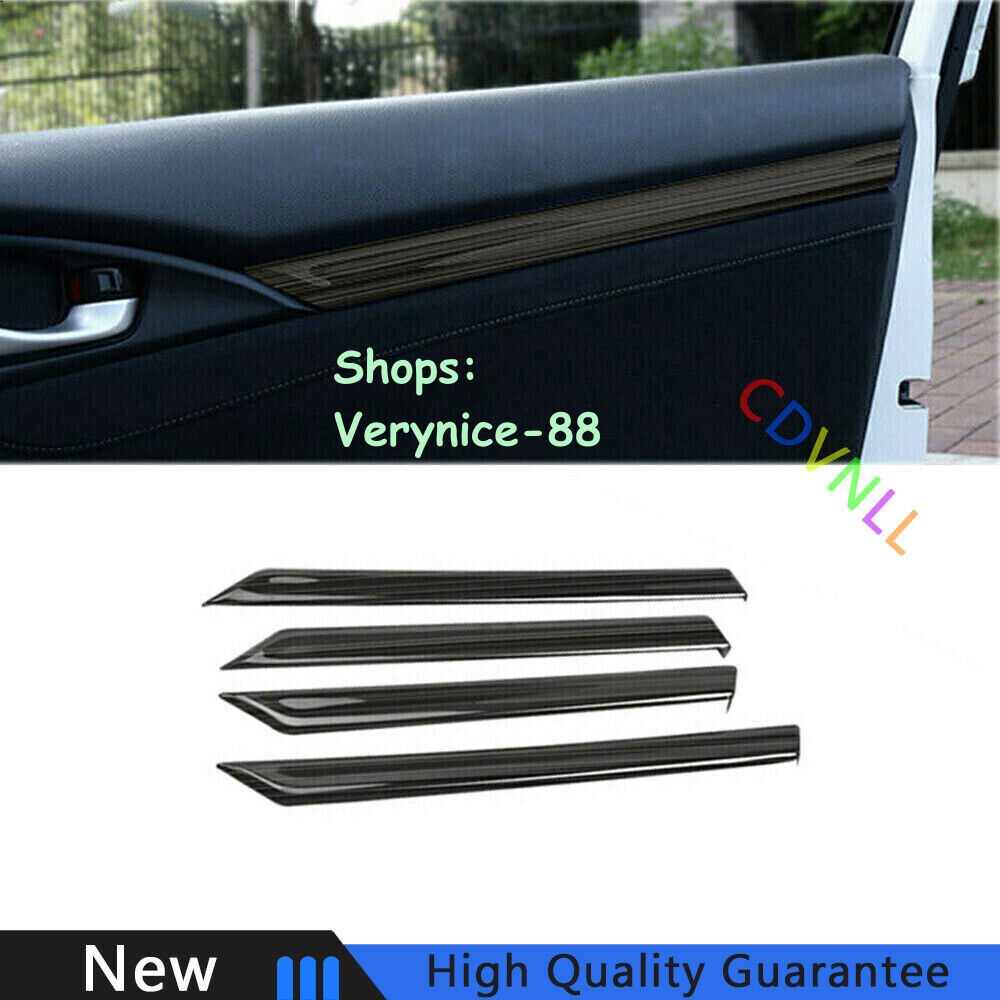 For Honda Civic 2016-2021 10th Black Titanium Interior Door Panel Cover Trim 4*