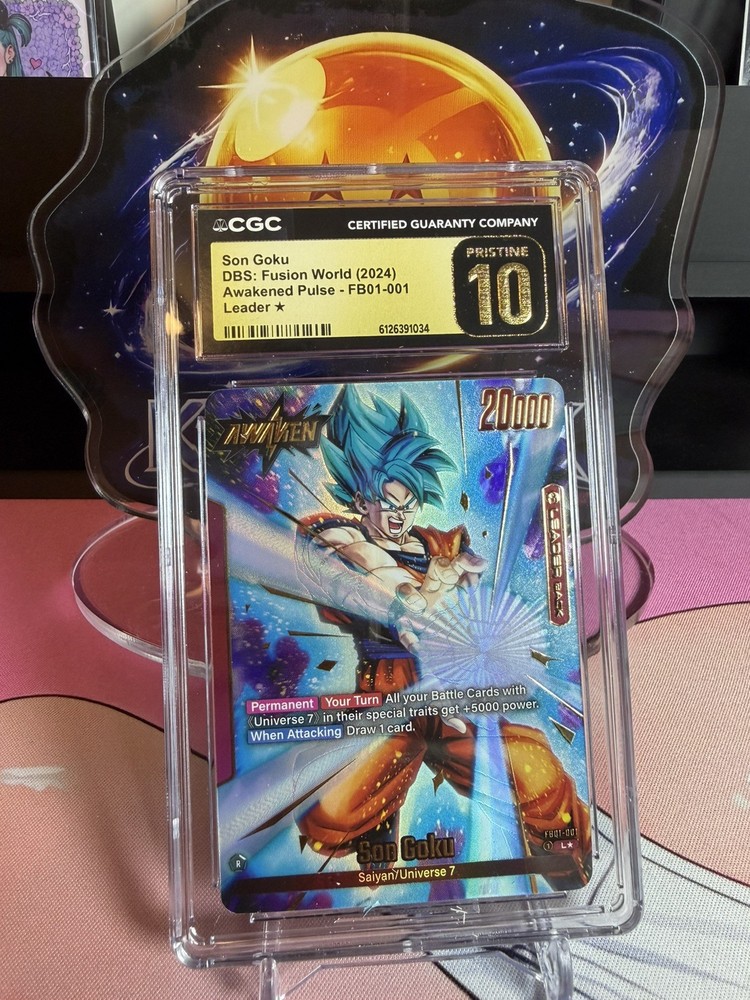 Dragon Ball Super Fusion World Son Goku Alt Art Leader #FB01-001 CGC 10 Pristine