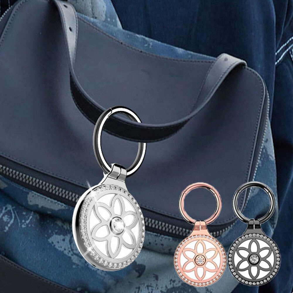 Pet Keychain For Apple Airtag Metal With Rhinestone Holder Keyring Carry Case US