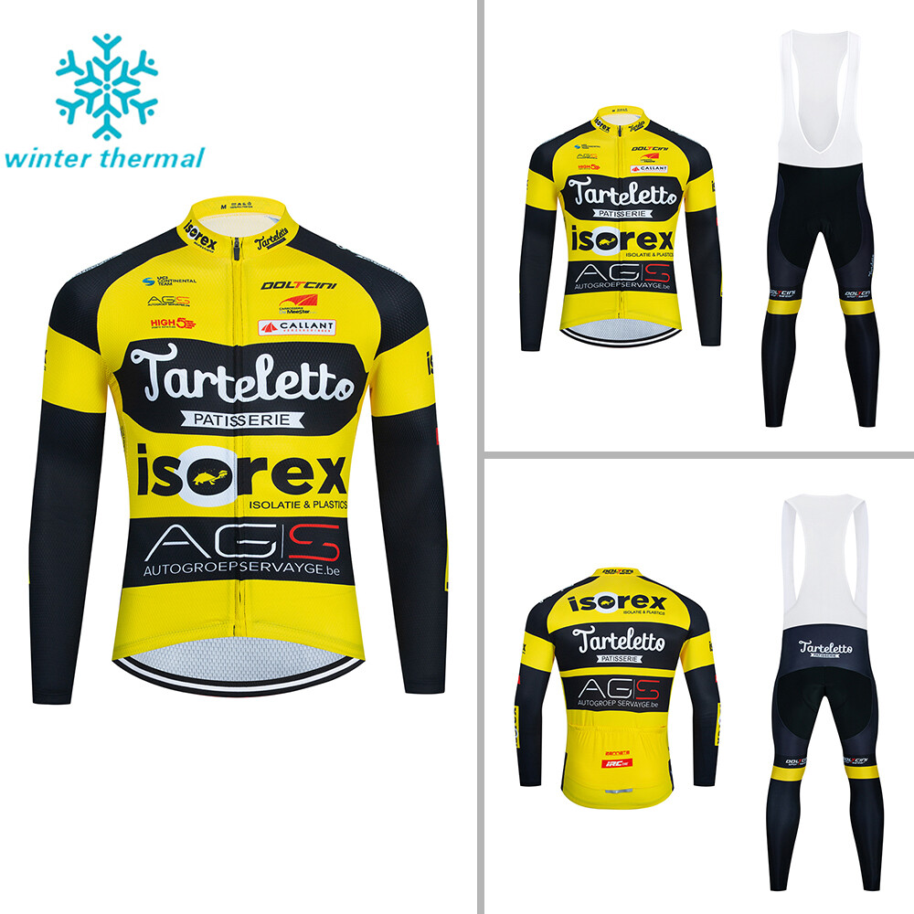 Men Winter Cycling Jackets Thermal Fleece Trousers Riding Jersey Bibs Pants Suit