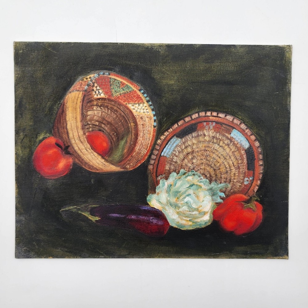 Painting Still Life Indian Baskets Native American Southwest Art Vintage 14