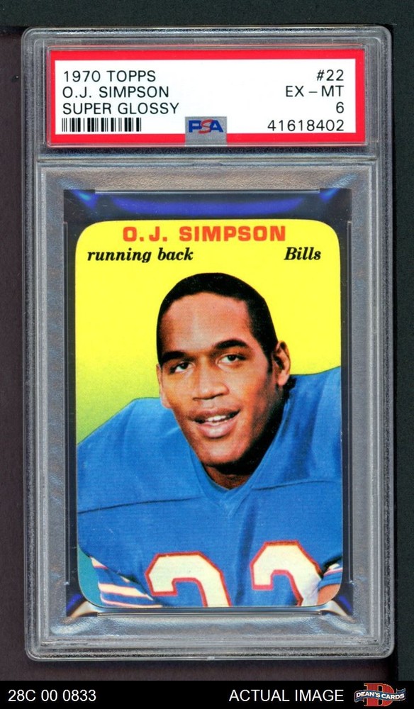 1970 Topps Super Glossy #22 O.J. Simpson Bills HOF PSA 6 - EX/MT