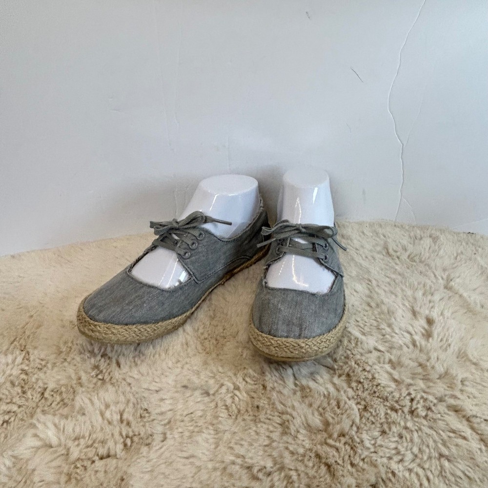 Rocket Dog Gray Canvas Espadrille Lace Up Mary Jane Shoes Women's
