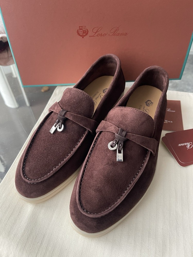 LoroPiana Summer Charms Walk Suede Chocolate in size EU 38/US 7-7.5