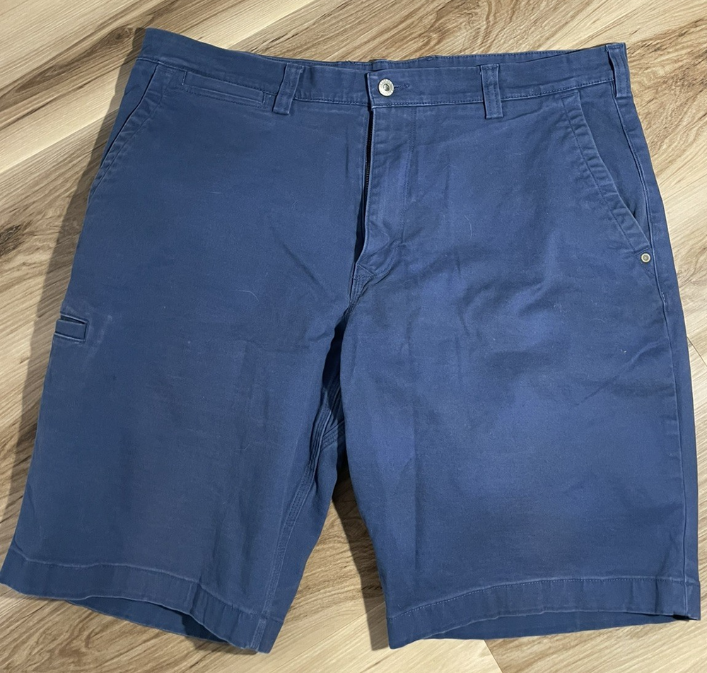 DULUTH Flex Ballroom Khakis BLUE Shorts Mens Size 36 Relaxed Fit