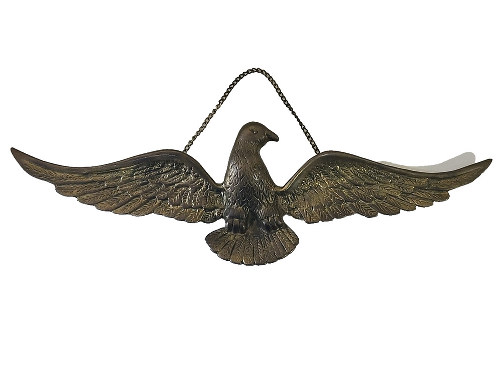 Vintage Brass Bald Eagle Wall Hanging Patriotic Americana USA Collectible Decor