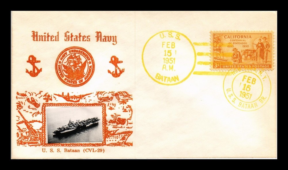 Dr Jim Stamps Us Cover Uss Bataan Cvl-29 Naval Cancel Crosby Photo Cachet