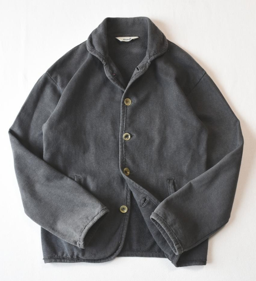 45rpm Black Dyed Sweat Jacket Size 2 M Japan Embroidered Logo Cotton Used