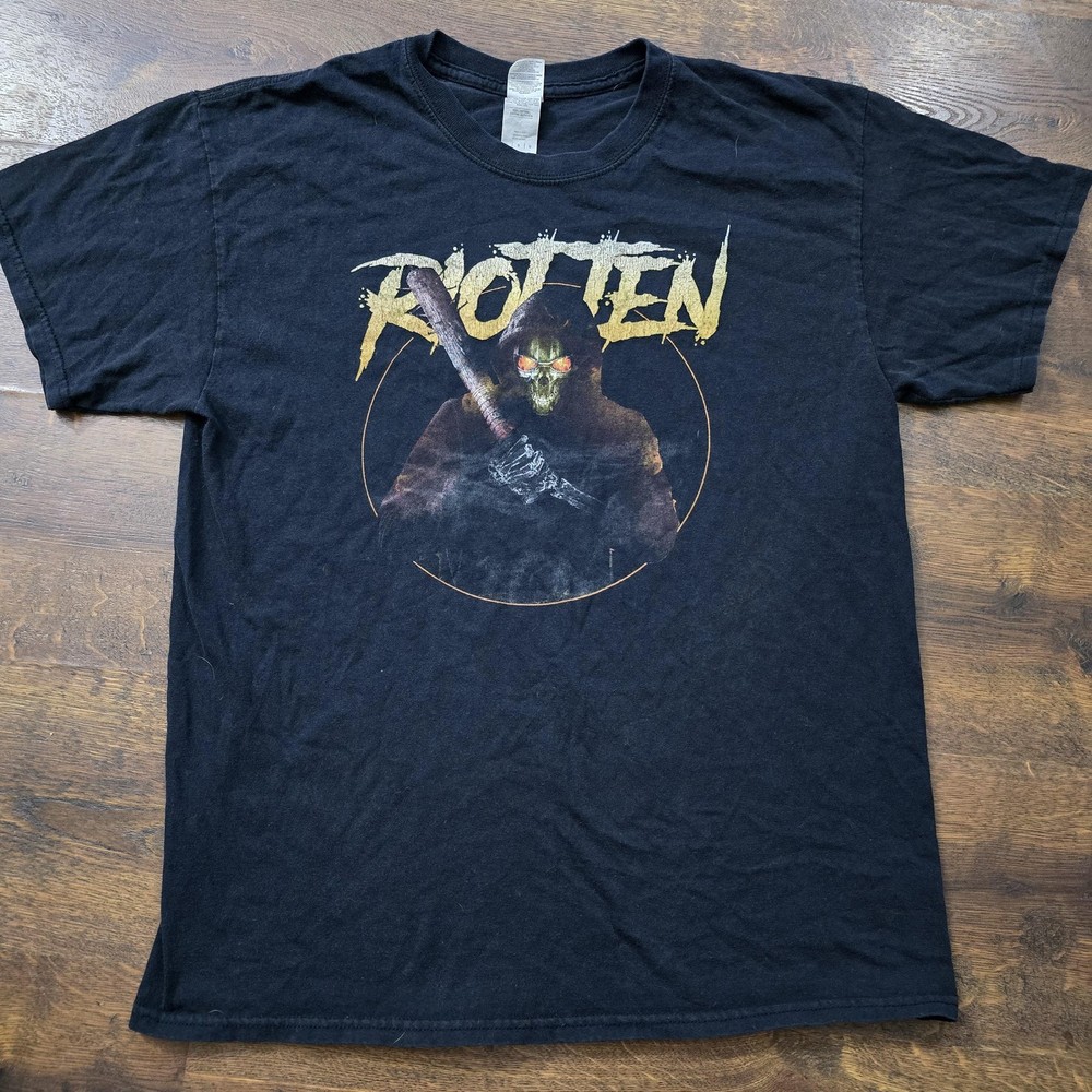 Gildan Rotten Shirt Mens Large Black Grim Reaper Skull Graphic Tee T-Shirt